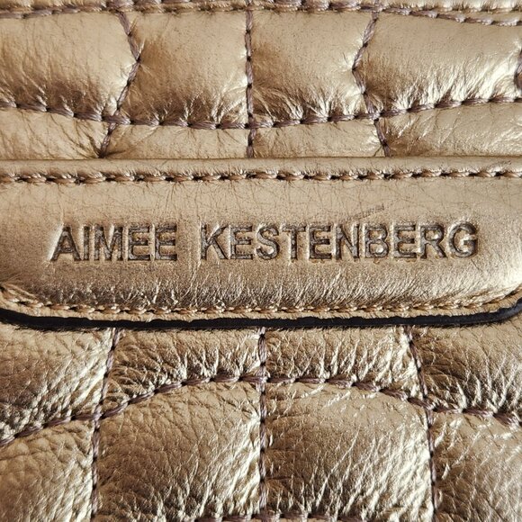 AIMEE KESTENBERG GOLD TONE LEATHER ZIP AROUND WALLET SMALL PHONE CASE - Picture 6 of 7